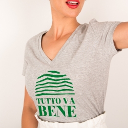 T-shirt col v gris Tutto Va Bene Faubourg54