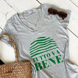 T-shirt col v gris Tutto Va Bene