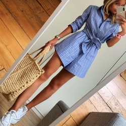 Pink and Blu Striped Short