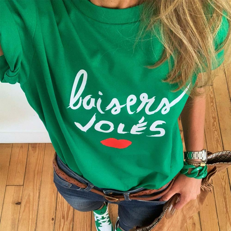 T-Shirt Vert Baisers Volés by LesFutiles