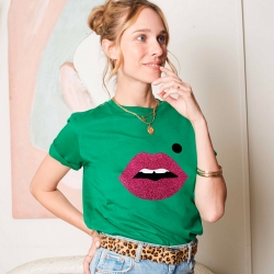 T-shirt Vert Bouche Glitter Martina Faubourg54 T-shirt Vert Bouche Glitter Martina Faubourg54