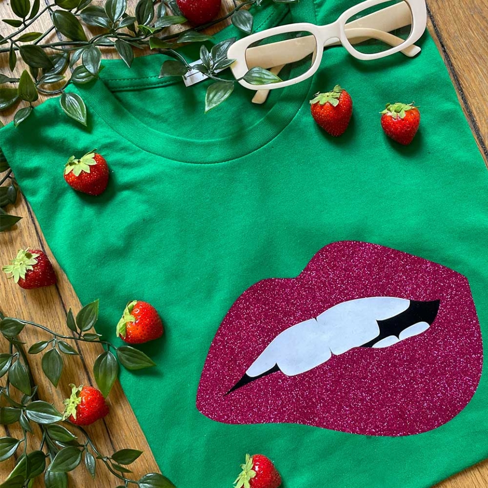 T-shirt Vert Bouche Glitter Martina Faubourg54