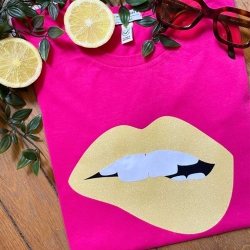 T-Shirt Fuchsia Bouche Glitter Jaune Martina