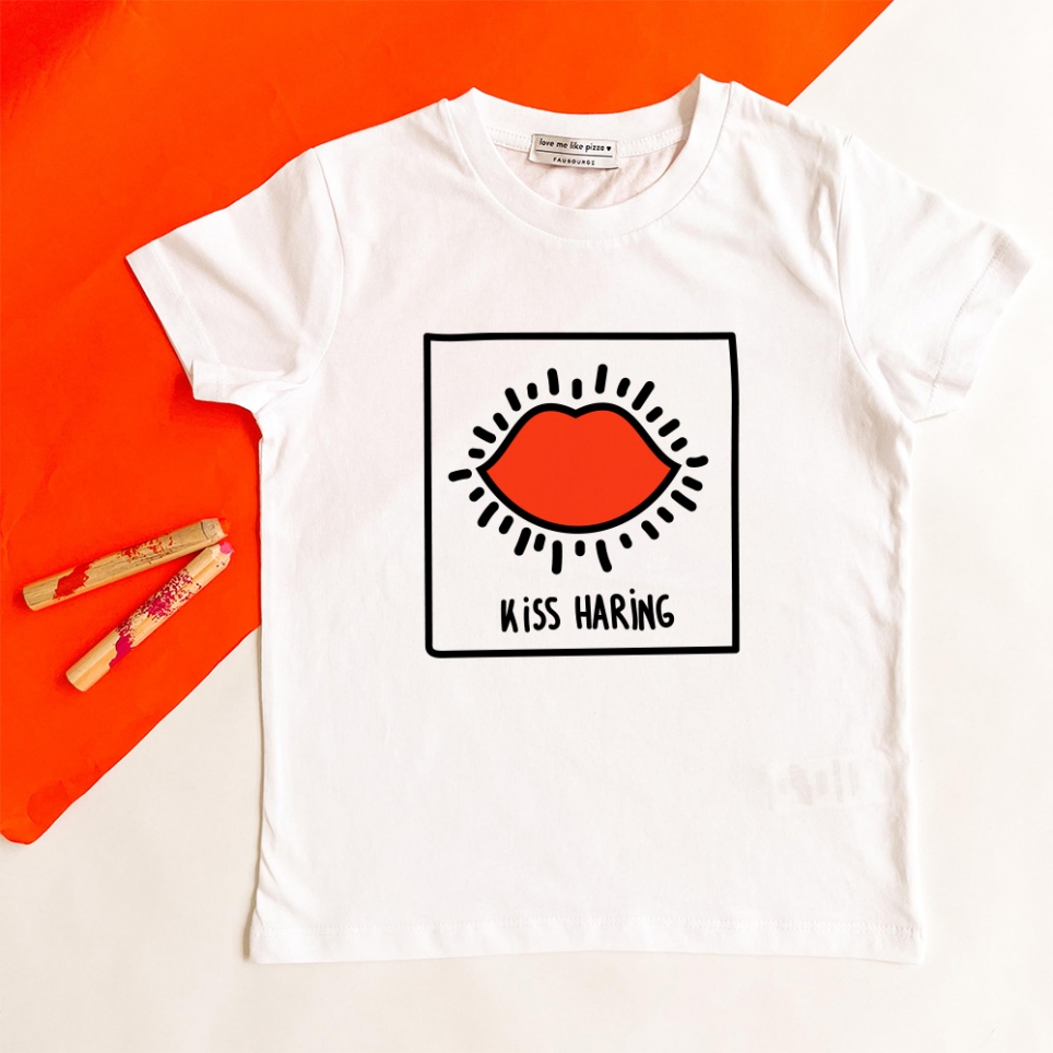 T-Shirt Blanc Kiss Haring Enfant ENFANTS Faubourg54