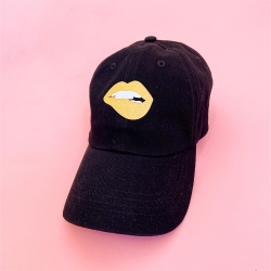 Casquette Noir Bouche Glitter Jaune Accessoires Faubourg54