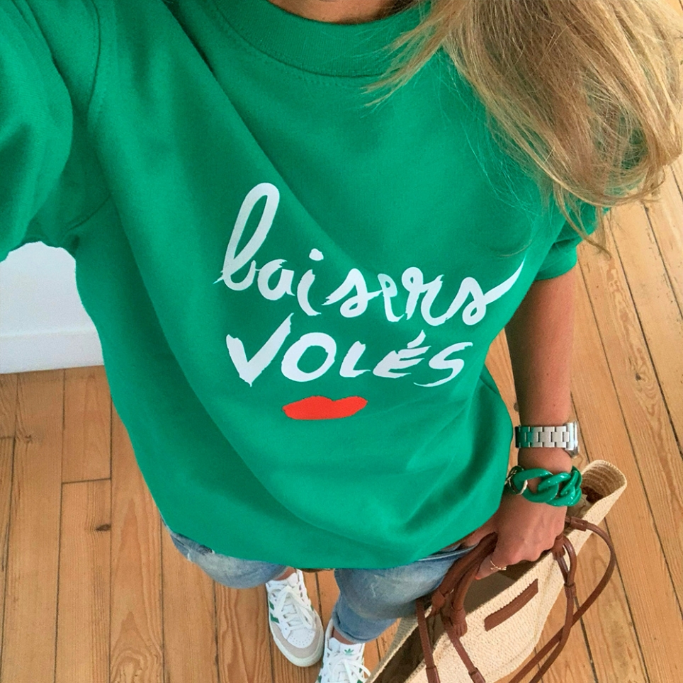 Green Sweatshirt Baisers Volés by LesFutiles