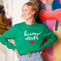 Sweat Femme Vert Baisers Volés by LesFutiles Faubourg54 Sweat Femme Vert Baisers Volés by LesFutiles Faubourg54