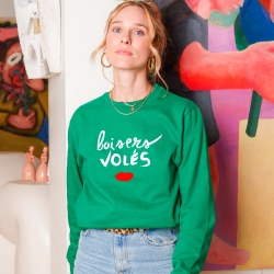 Sweat Femme Vert Baisers Volés by LesFutiles Faubourg54 Sweat Femme Vert Baisers Volés by LesFutiles Faubourg54