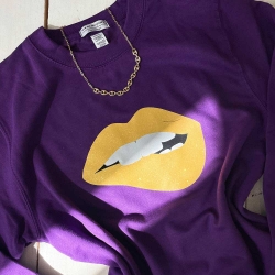 Sweat Violet Bouche Glitter Jaune Martina