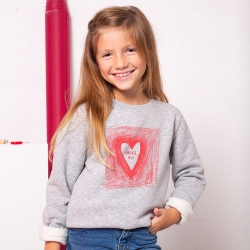 Sweat Gris Dessin d’Amour Rouge Enfant ENFANTS Faubourg54