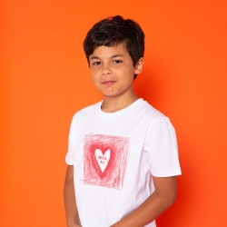 T-Shirt Blanc Dessin d’Amour Rouge Enfant ENFANTS Faubourg54