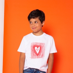 T-Shirt Blanc Dessin d’Amour Rouge Enfant ENFANTS Faubourg54