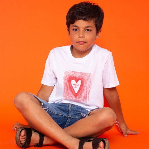 T-Shirt Blanc Dessin d’Amour Rouge Enfant ENFANTS Faubourg54