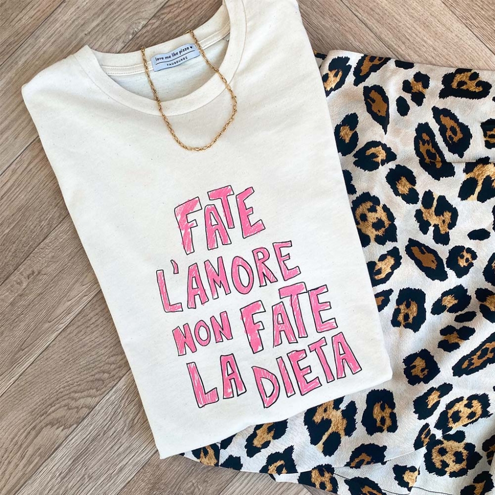 Cream T-shirt Fate l'Amore