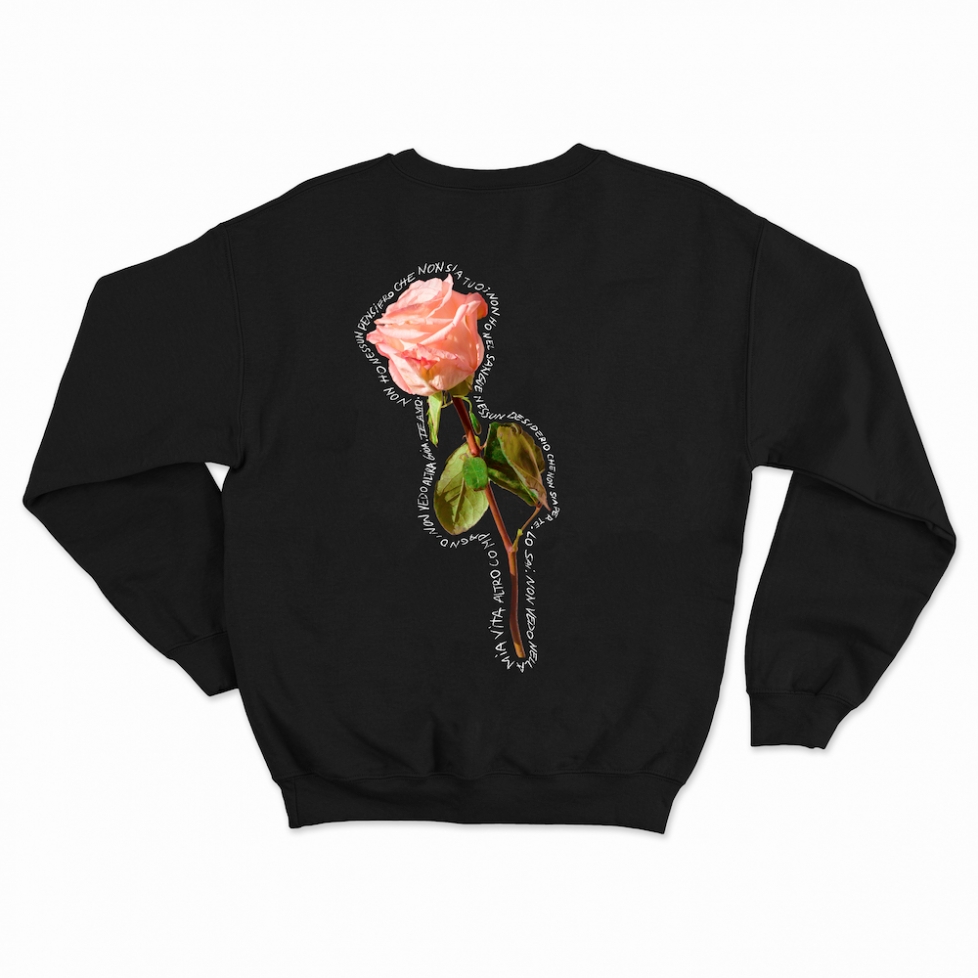 Sweatshirt noir avec rose Faubourg 54