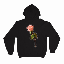 Sweat à capuche noir avec rose Faubourg54 Sweat à capuche noir avec rose Faubourg54