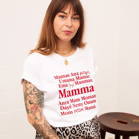 T-shirt Blanc Mamma Mondo collection MAMMA