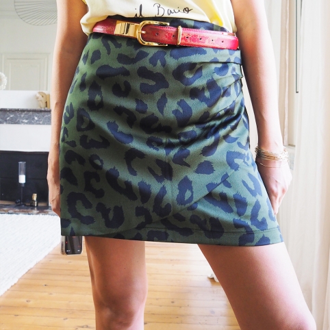 Jupe Miranda Léopard kaki by MaudParys collection AMORE COSMICO