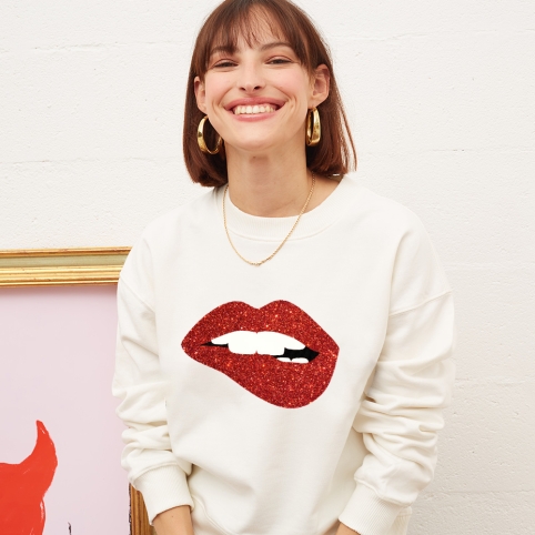 Sweat Blanc Red Glitter Martina