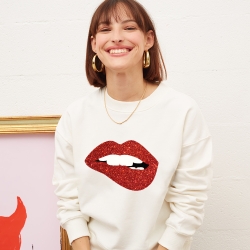 Sweat Blanc Red Glitter Martina