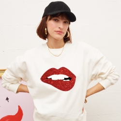 Sweat Blanc Red Glitter Martina