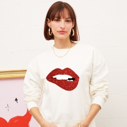 Sweat Blanc Red Glitter Martina