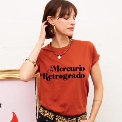 T-shirt Femme Rouille Mercurio Retrogrado Noir Faubourg54