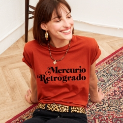 T-shirt Femme Rouille Mercurio Retrogrado Noir Faubourg54