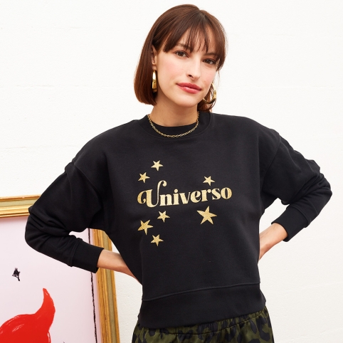 Sweat Boxy Noir Universo collection AMORE COSMICO