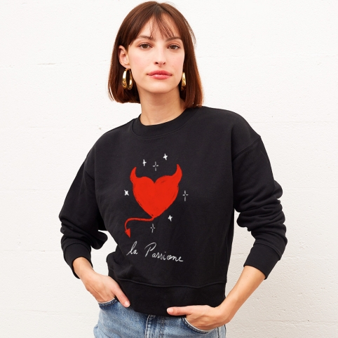 Sweat Boxy Noir Passione collection AMORE COSMICO