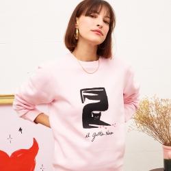 Pink Sweatshirt Gatto Nero by MaudParys
