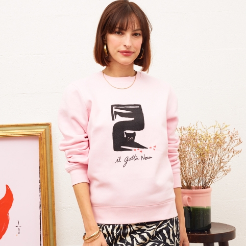Sweat Rose Gatto Nero collection AMORE COSMICO