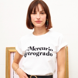 T-shirt Blanc Mercurio Retrogrado Noir FEMME Faubourg54