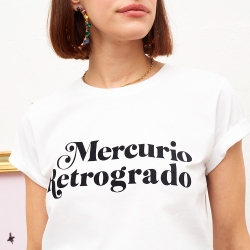 T-shirt Blanc Mercurio Retrogrado Noir FEMME Faubourg54