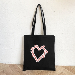 Tote Bag Noir Coeur Fragile