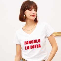White v neck T-Shirt Fanculo la Dieta