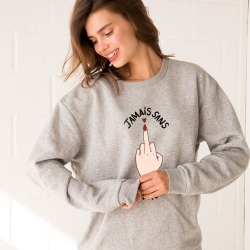 Sweat Gris Jamais Sans Mon Vernis Faubourg 54 FEMME Sweat Gris Jamais Sans Mon Vernis Faubourg 54 FEMME