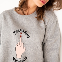 Sweat Gris Jamais Sans Mon Vernis Faubourg 54 FEMME Sweat Gris Jamais Sans Mon Vernis Faubourg 54 FEMME