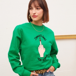 Green Sweatshirt Jamais Sans Mon Vernis