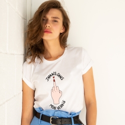 T-shirt Blanc Jamais Sans Mon Vernis Faubourg 54 Femme T-shirt Blanc Jamais Sans Mon Vernis Faubourg 54 Femme