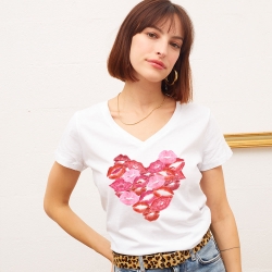 T-shirt Blanc Col V Xoxo Faubourg 54 FEMME