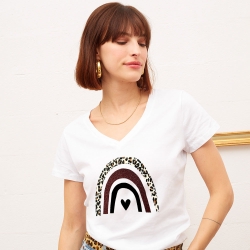 T-shirt Blanc Col V Arcobaleno Faubourg 54 Femme T-shirt Blanc Col V Arcobaleno Faubourg 54 Femme