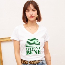 T-shirt Blanc Col V Tutto Va Bene Faubourg54 FEMME