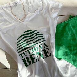 T-shirt Blanc Col V Tutto Va Bene Faubourg 54 FEMME