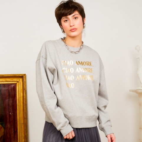 Sweat Boxy Gris Dalida collection L'ALFABETO DELL'AMORE
