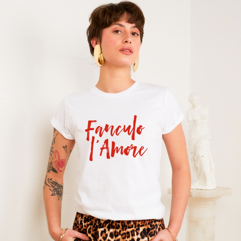 T-shirt Blanc Fanculo l'Amore Rouge Faubourg 54 FEMME