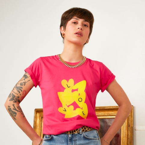 T-Shirt Fuchsia Love by TrendyEmma collection L'ALFABETO DELL'AMORE
