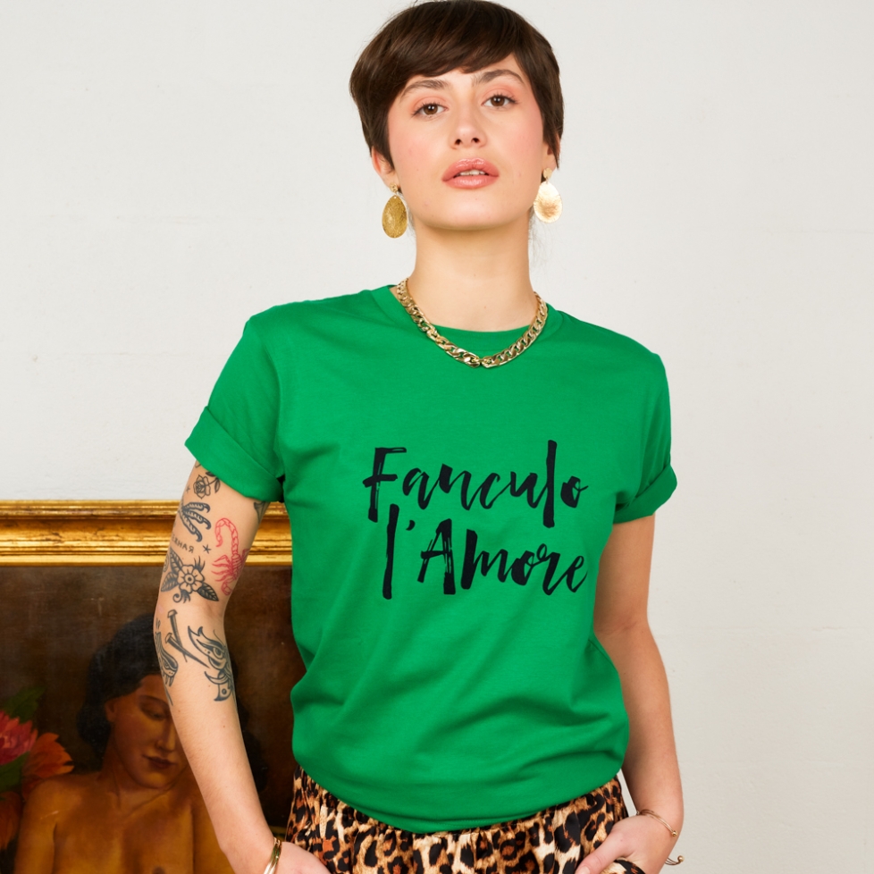 Green T-shirt Fanculo l'Amore by TrendyEmma