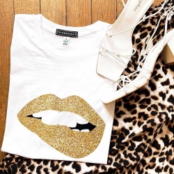 T-Shirt Blanc Martina Gold Glitter Big