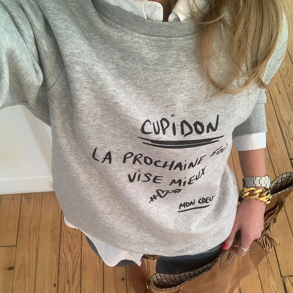 Grey Sweatshirt Cupidon by Les Futiles